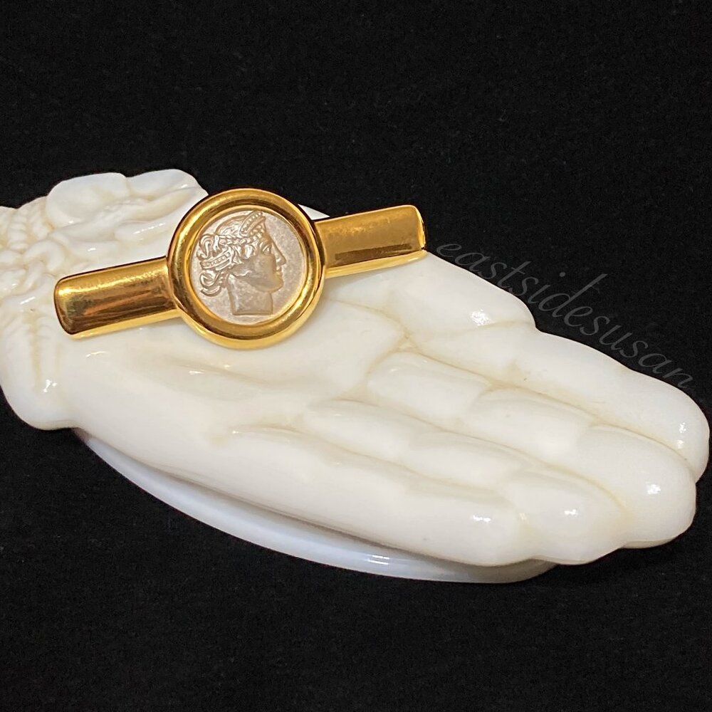 VTG 80s MONET Goddess Athena Minerva Greek or Roman Coin Pin Brooch UNUSED
